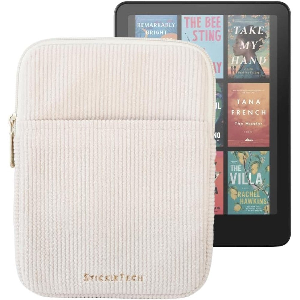 StickieTech cream corduroy Kindle sleeve front view