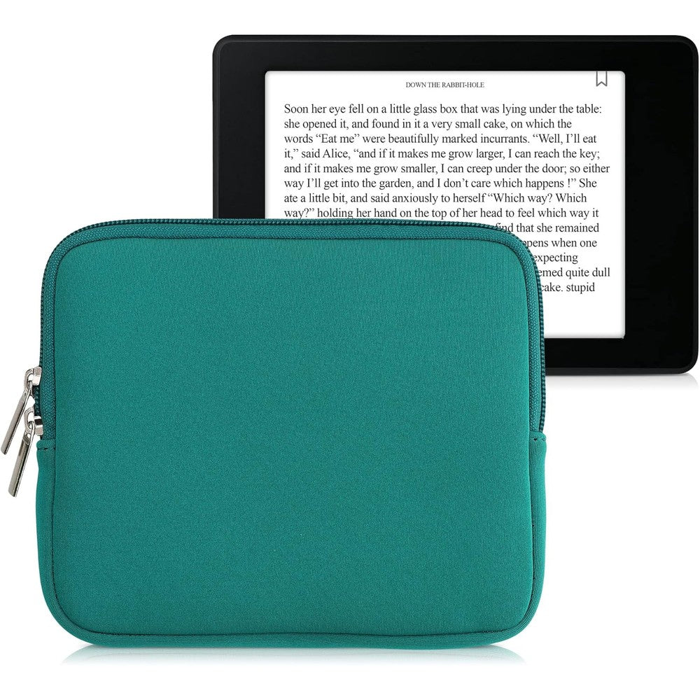 Kwmobile Neoprene E-Reader Pouch front view in petrol color