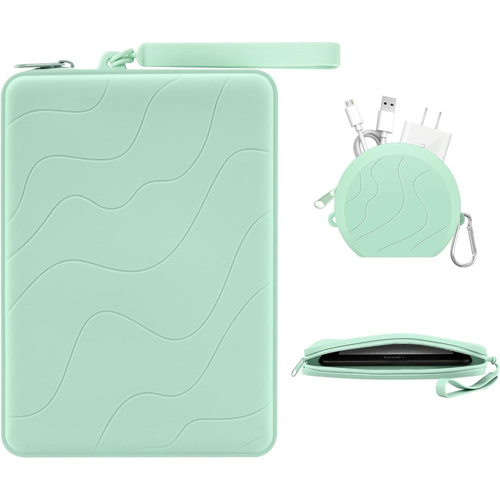 MoKo 6-7 inch silicone clutch sleeve in sage green front view for e-readers