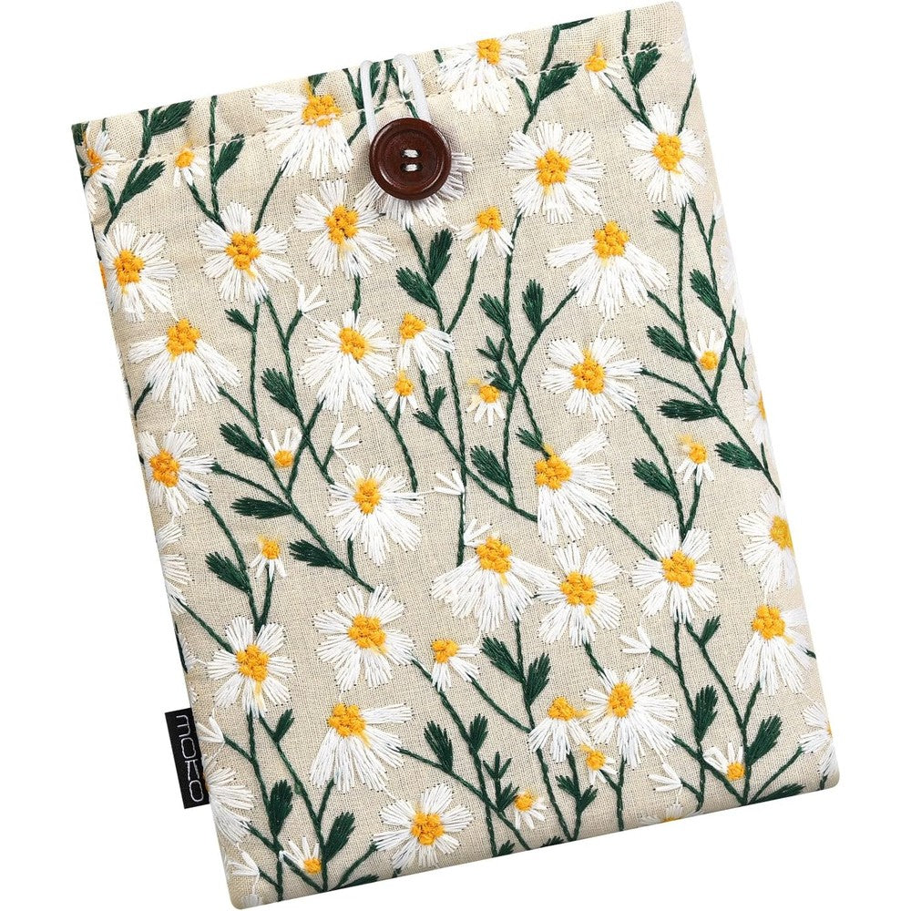 MoKo 6-7 Inch Embroidered Daisy Padded Sleeve Pouch front view
