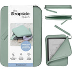 Strapsicle Silicone Clutch in Sage front view holding an e-reader