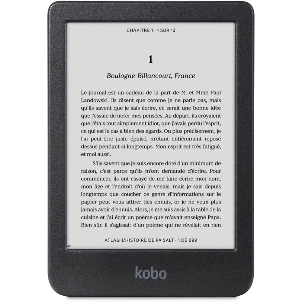 Kobo Clara BW eReader front view showcasing the 6 inch glare-free display