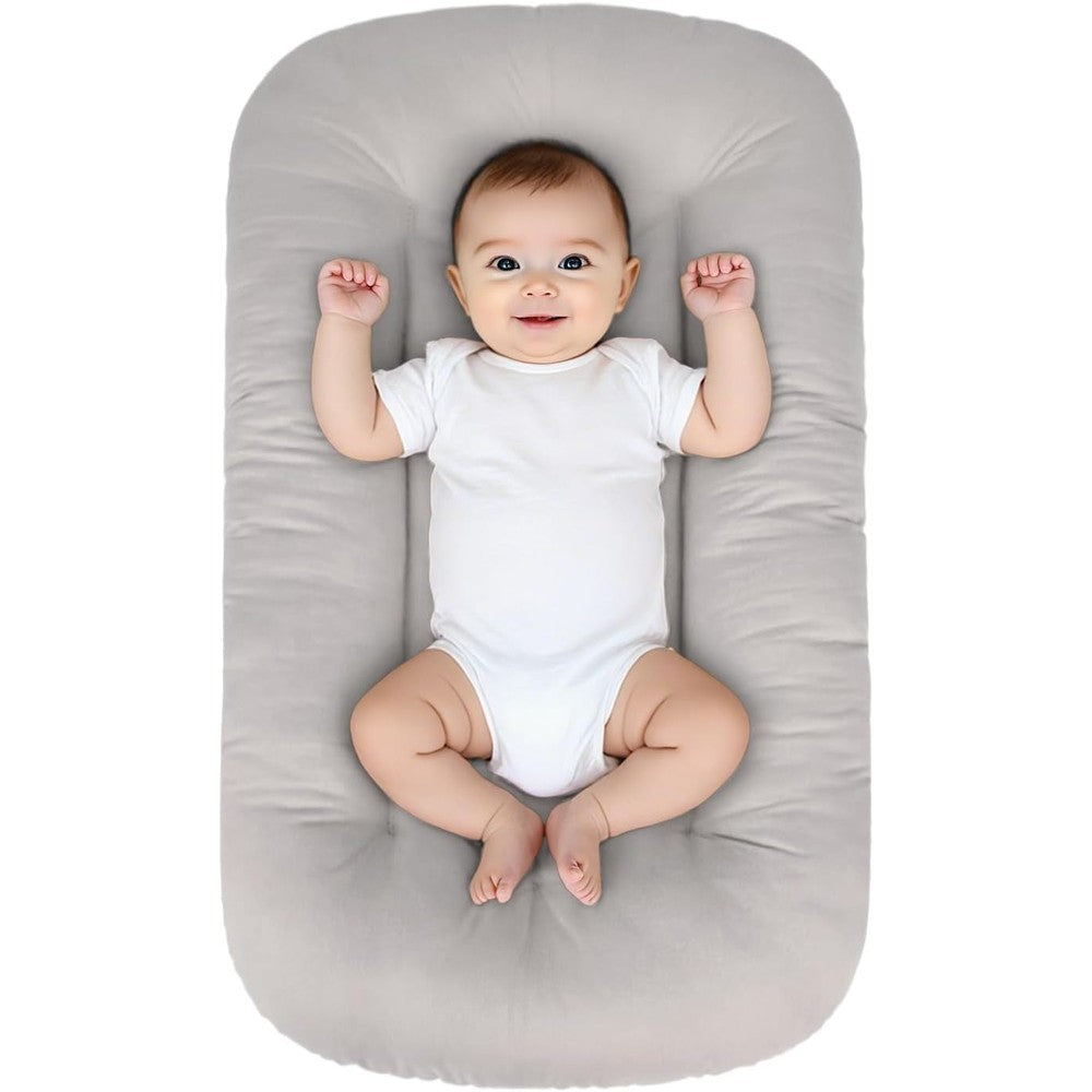 Easyforall bionic organic baby lounger front view grey
