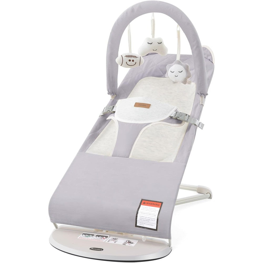 Susomx foldable infant bouncer seat front view grey