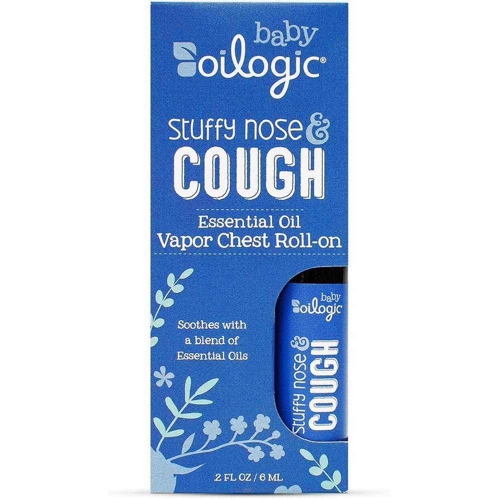 Oilogic Stuffy Nose and Cough Vapor Chest Roll-On front view for baby congestion relief