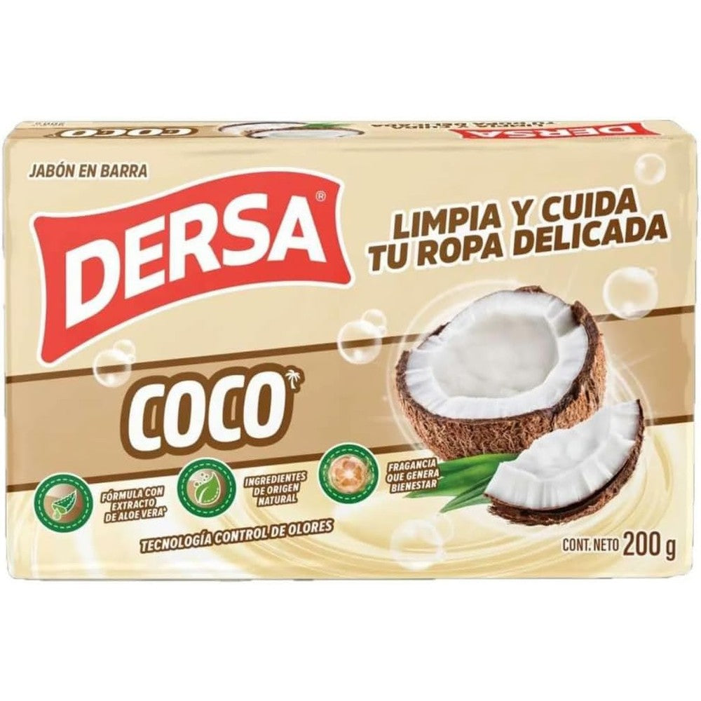Dersa Coco Multipurpose Coconut Bar Soap 200g front view for laundry cleaning.