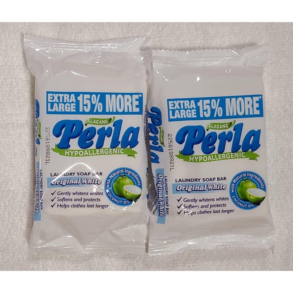 Perla Original White Laundry Bar Soap 110g pack of 2 front view