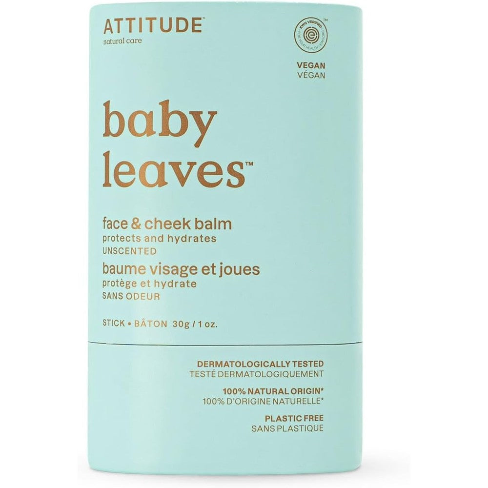Attitude plastic-free face and cheek balm bar for baby front view