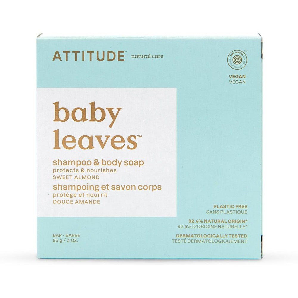 Attitude Plastic Free Baby Shampoo and Body Soap Bar front view