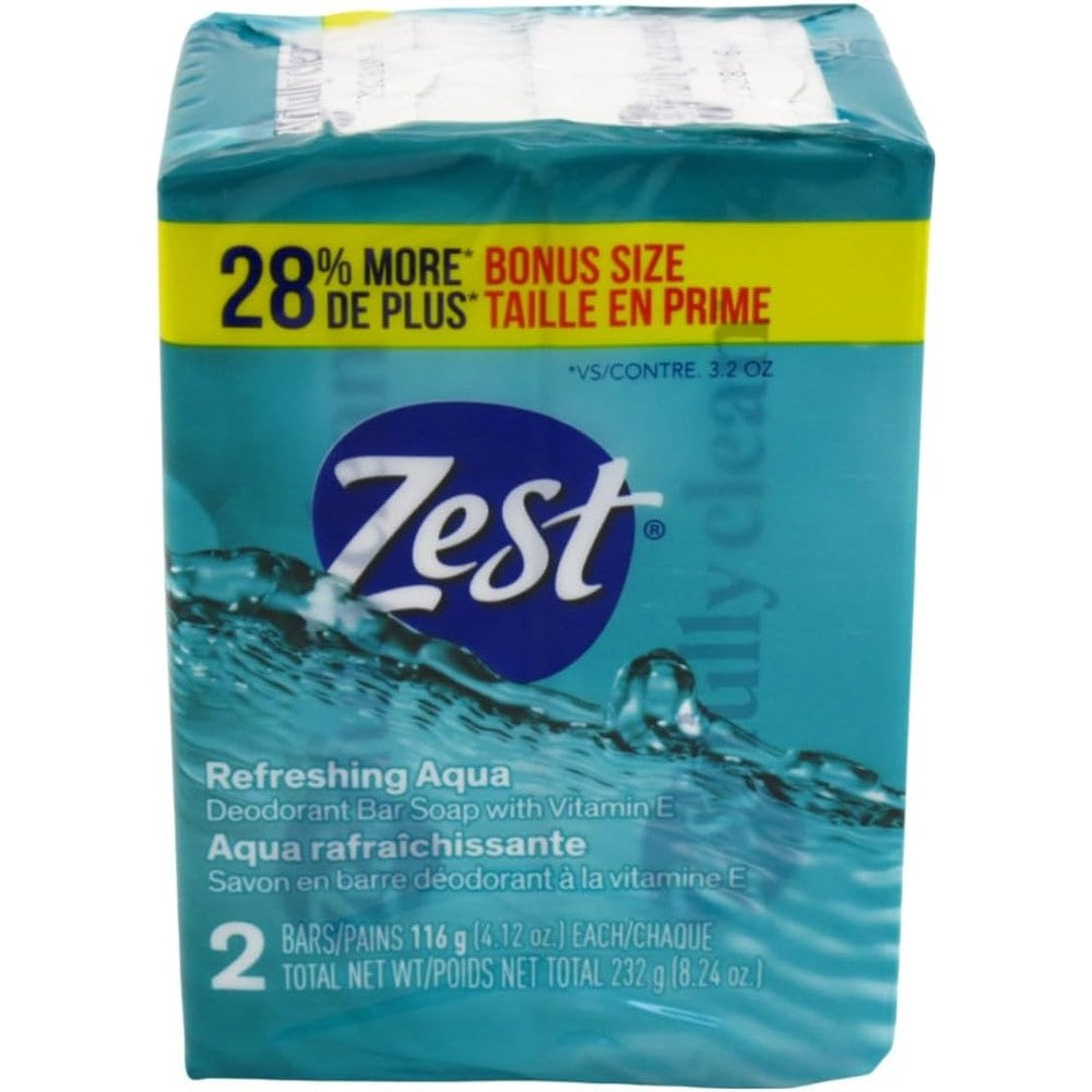 Zest Refreshing Aqua Bath Bars front view packaging