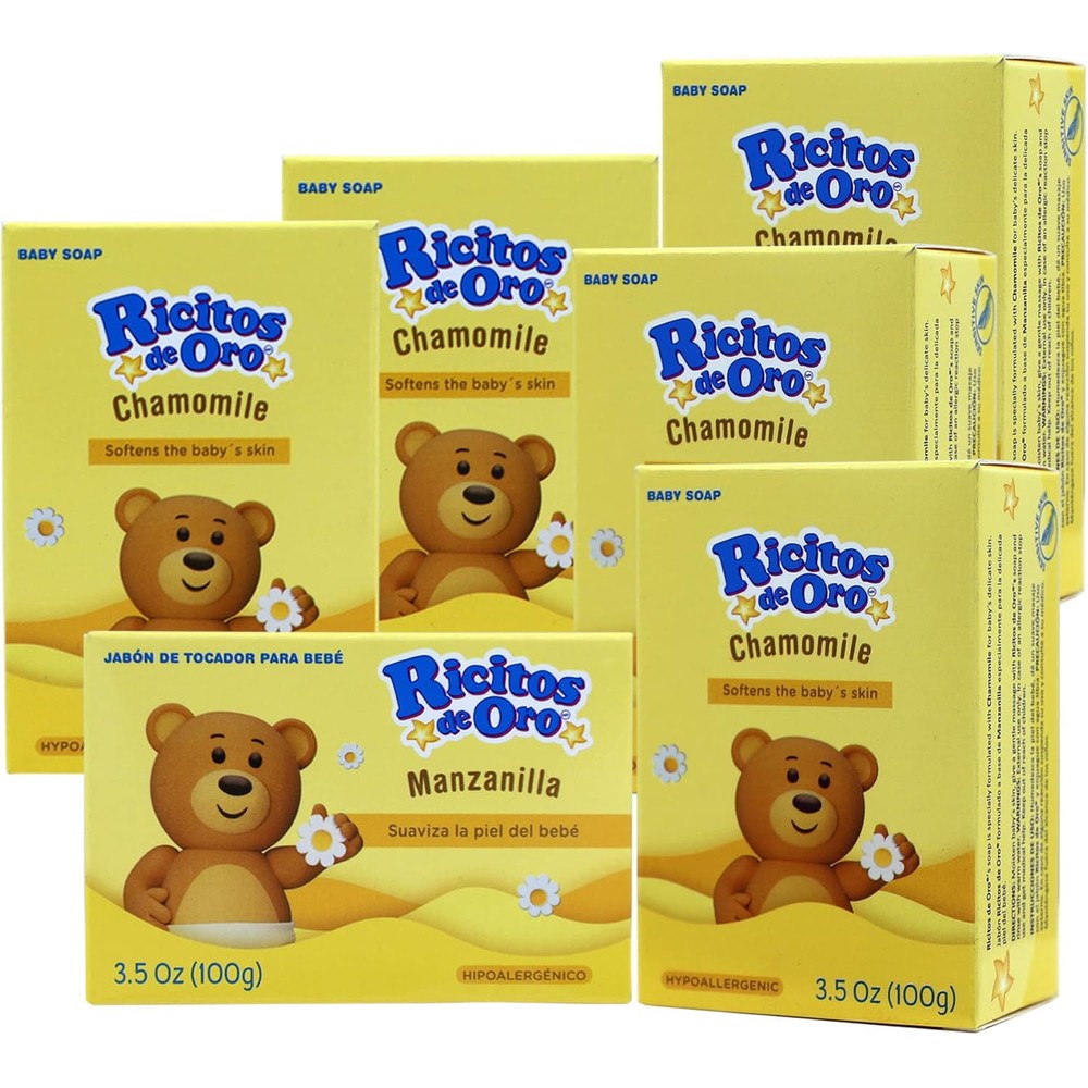 Ricitos De Oro Baby Cleansing Bar Soap 6-pack front packaging view