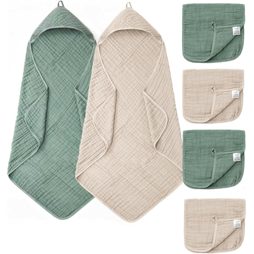 Faverdiiy baby hooded towel and washcloth 6 piece set front view