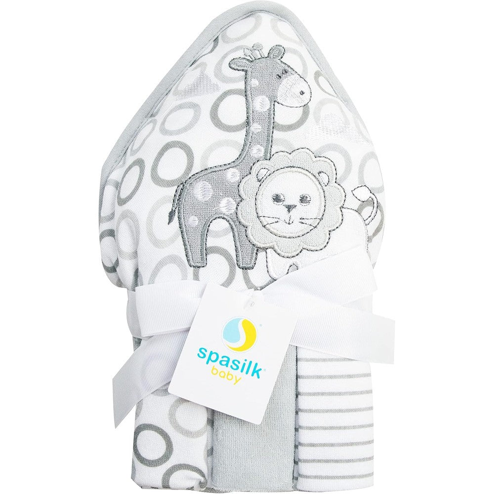 Spasilk 4-piece hooded bath towel and washcloth set front view