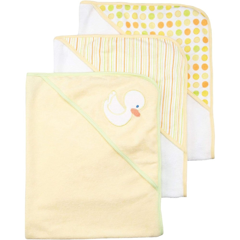 Spasilk hooded towel set yellow duck design front view