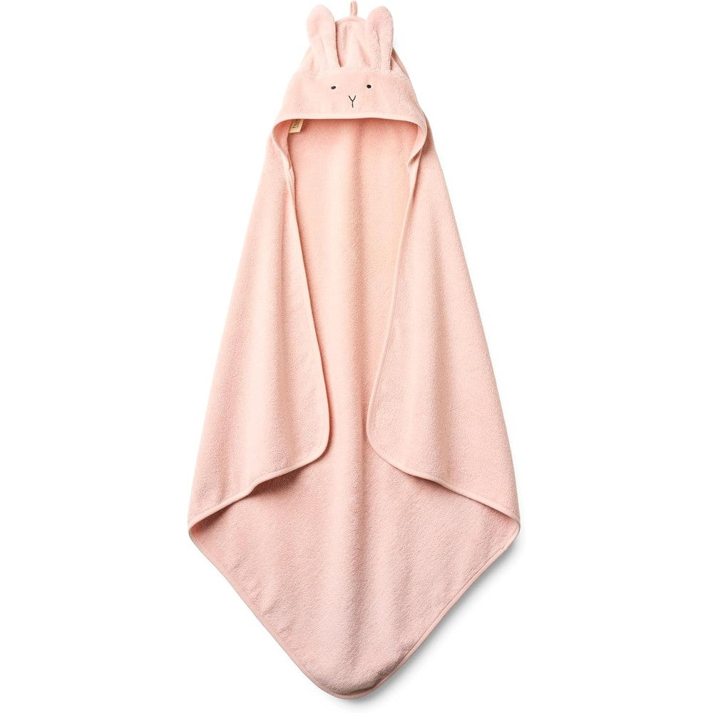 Huxie baby hooded towel rabbit blush front view