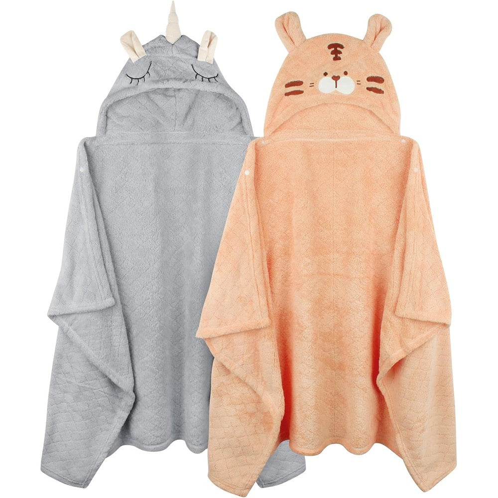 Fubanray toddler hooded bath towel 2-pack front view