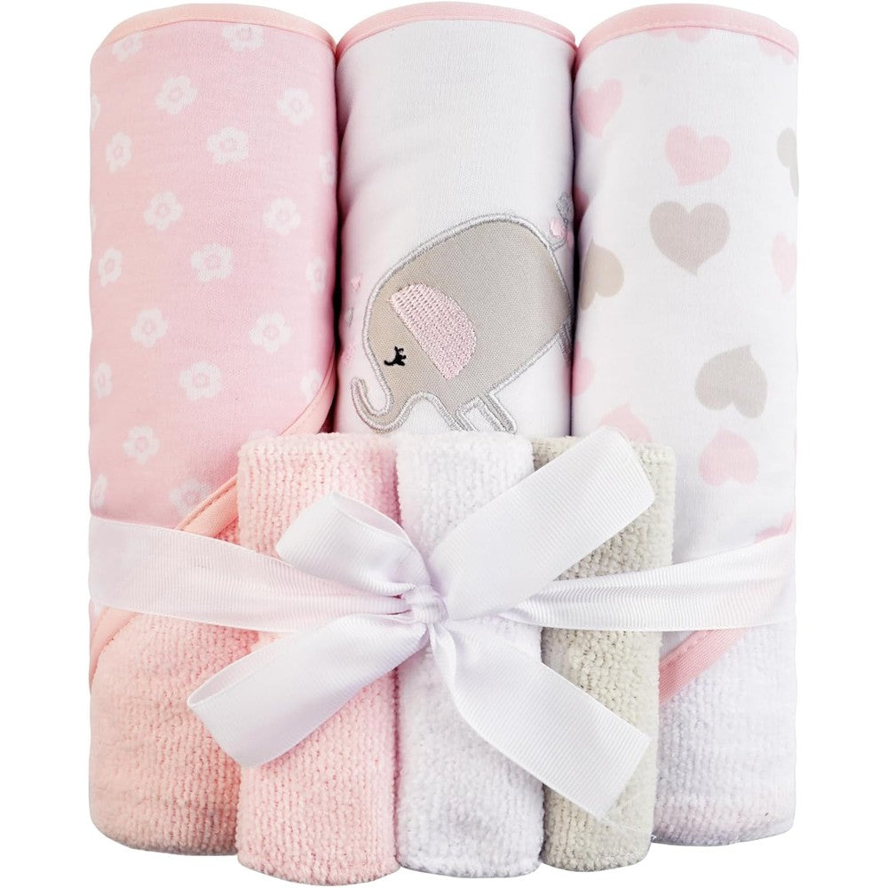 Viviland baby hooded towel and washcloth set front view