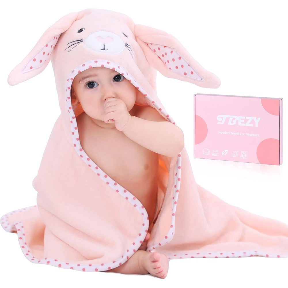 Tbezy baby hooded towel bunny design front view