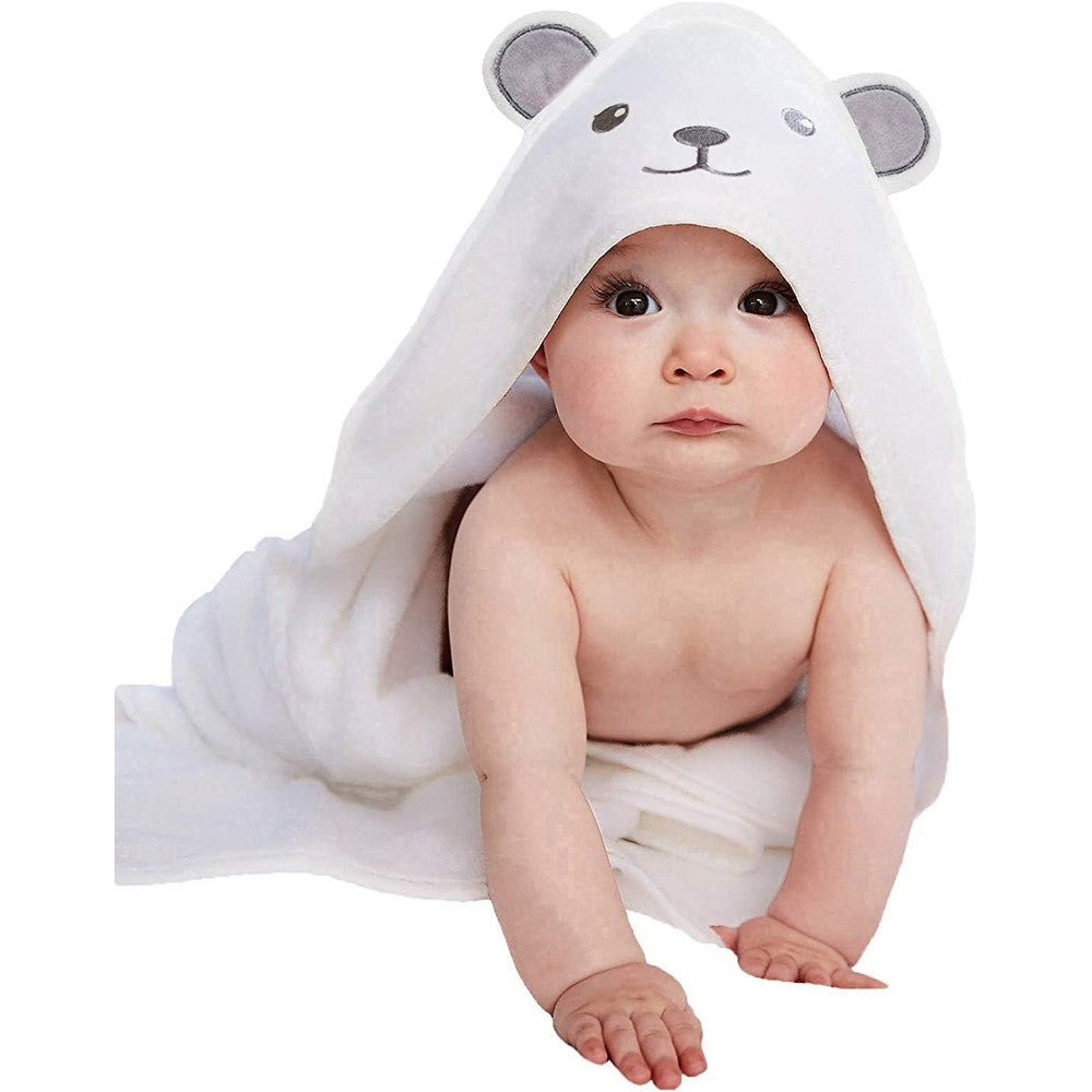 Hiphop Panda bamboo hooded baby towel front view with bear ears