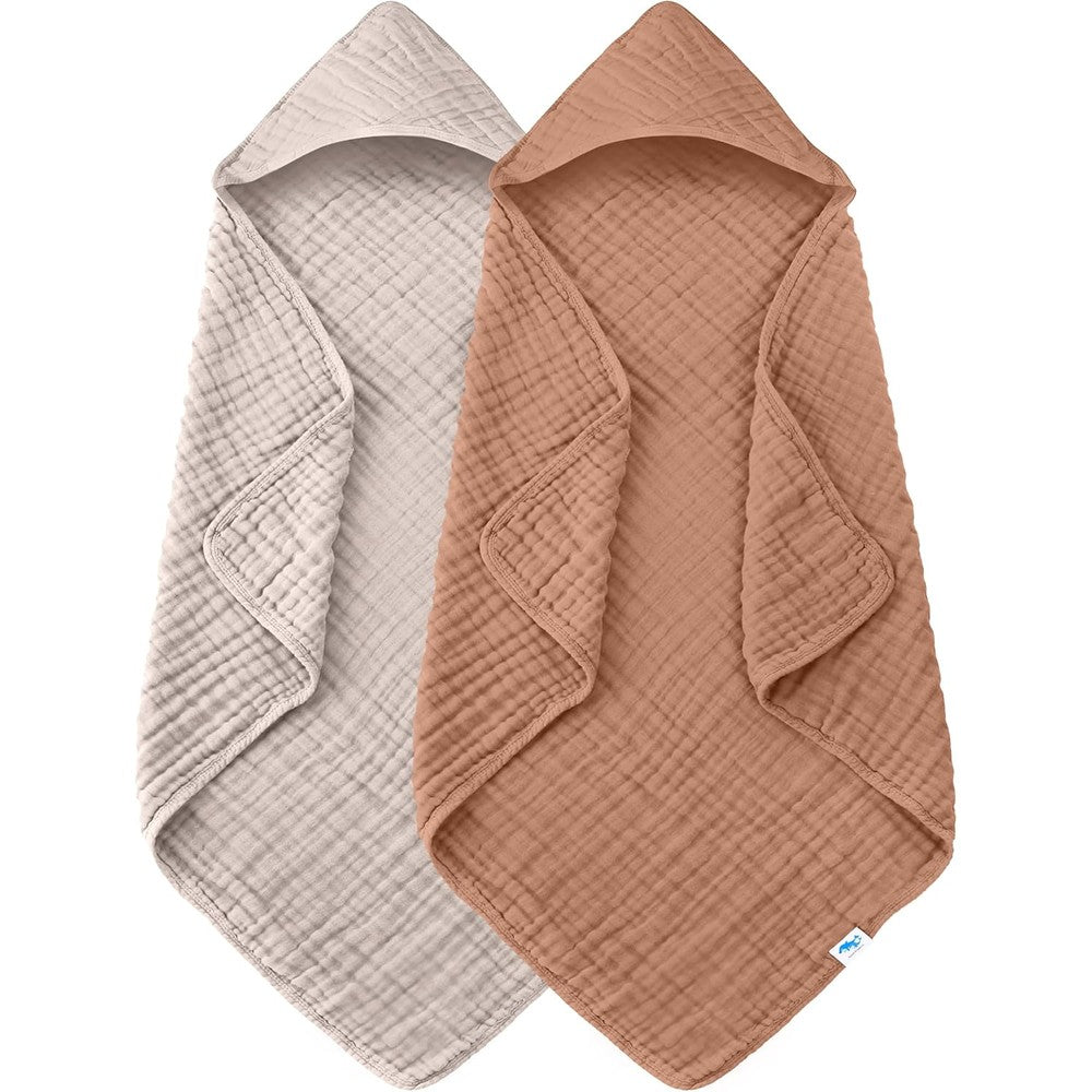 Sweet Dolphin muslin hooded baby bath towel set of two