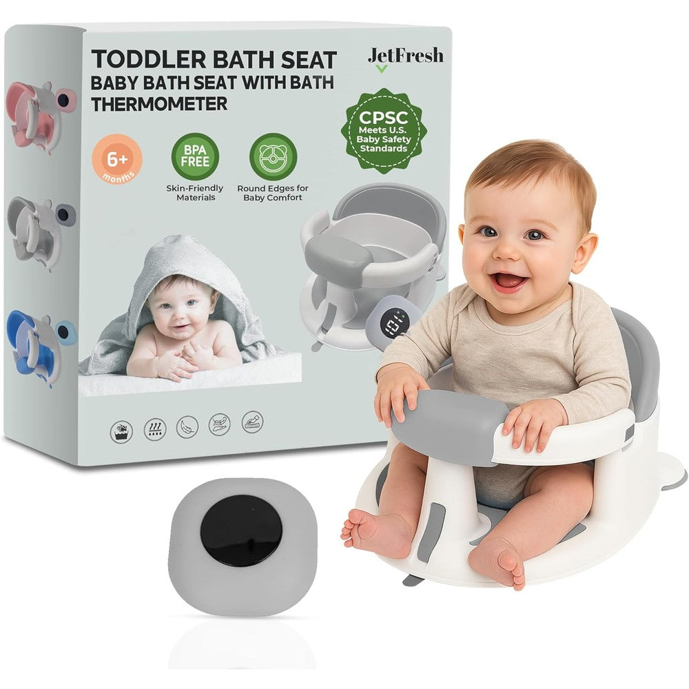 JetFresh baby bath seat front view with temperature device
