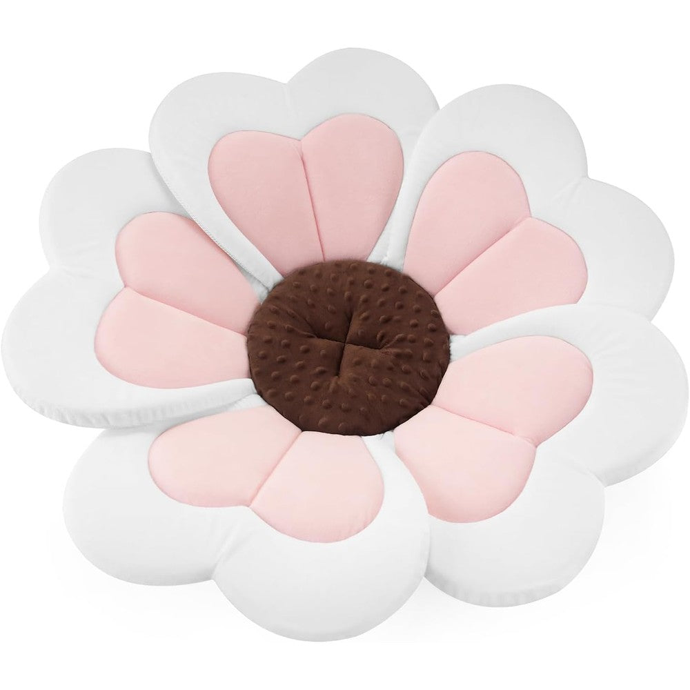 PandaEar flower shaped baby bath pad pink heart front view