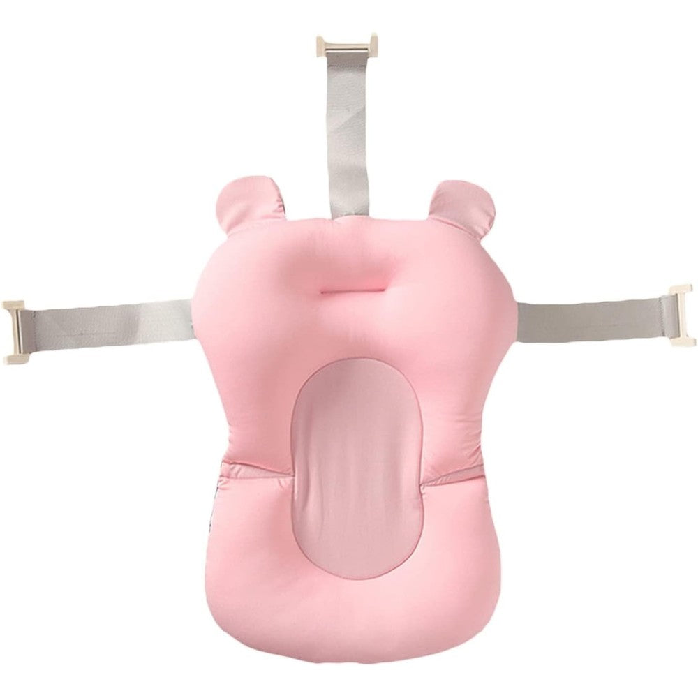 Uposao baby bath cushion pink bear front view for infants