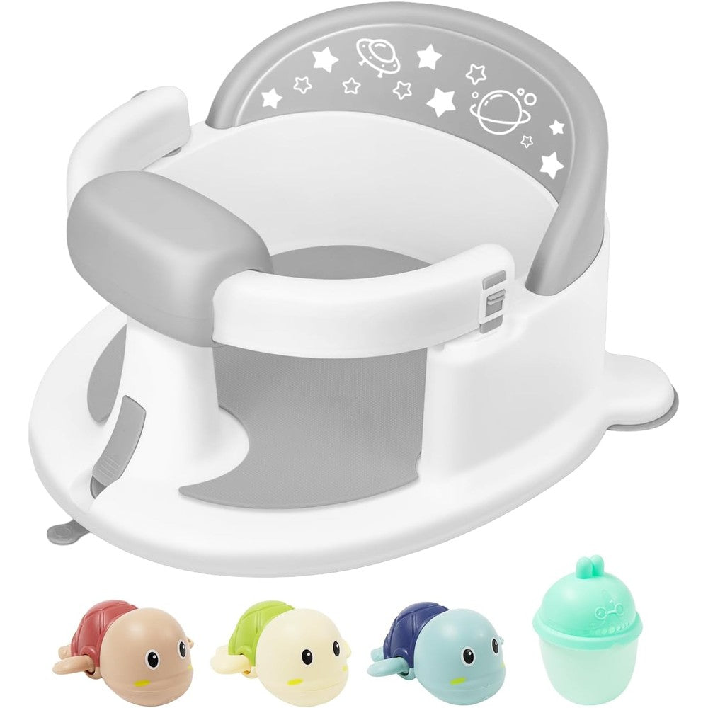 SMGZG baby bath seat gray front view with backrest