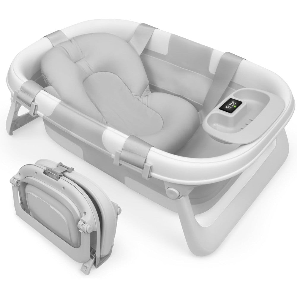 Jool Baby Fold 'n Store Baby Bathtub front view in gray