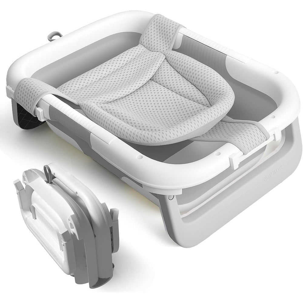 Laujia collapsible baby bathtub front view with sling