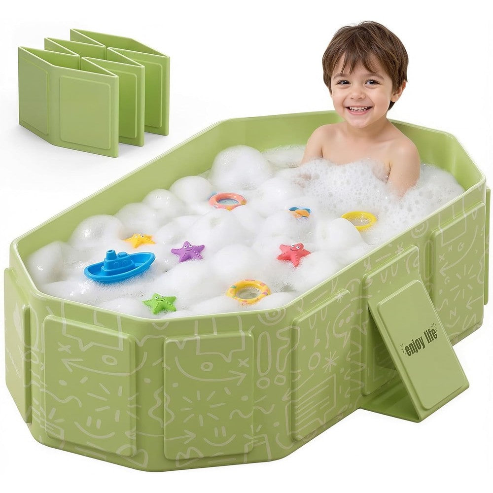 Wanchouse collapsible green baby bathtub front view