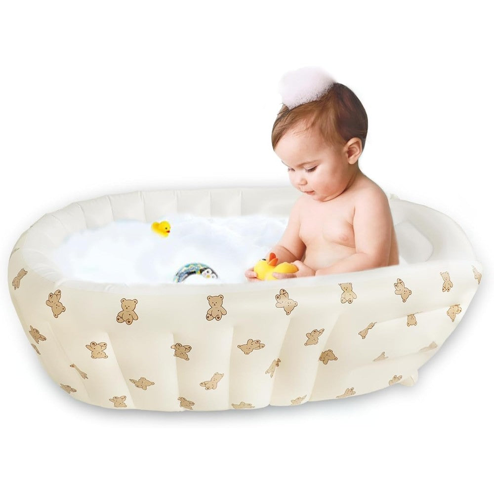 Ekepe inflatable baby bathtub with bear print front view