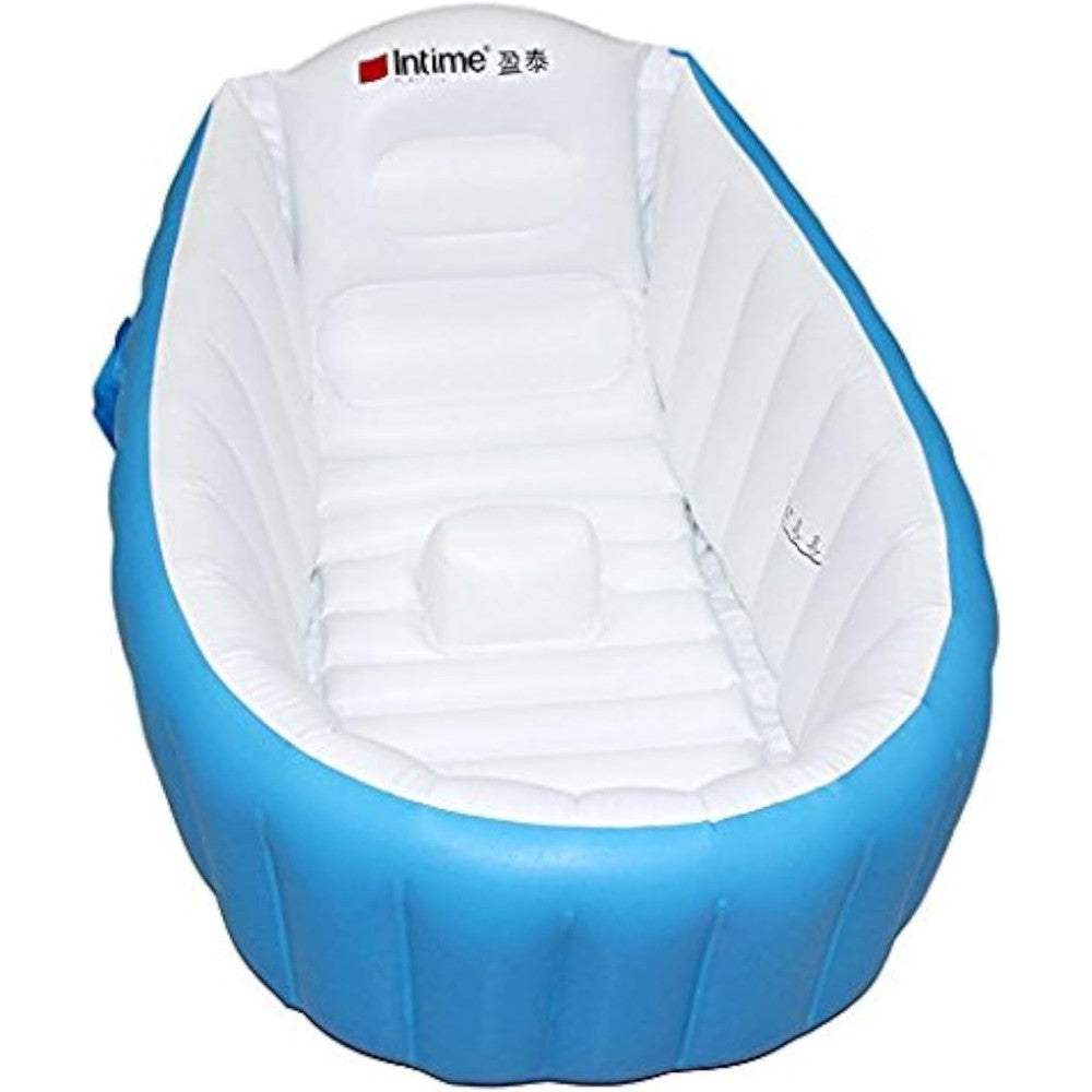SuperLi inflatable baby bathtub blue front view for infants