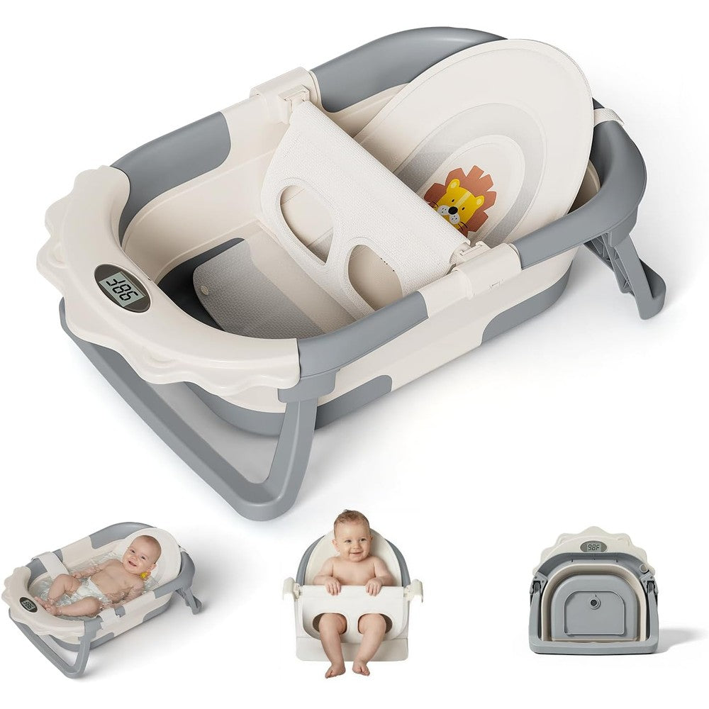 Babhamness MoreFeel foldable baby bathtub with thermometer front view