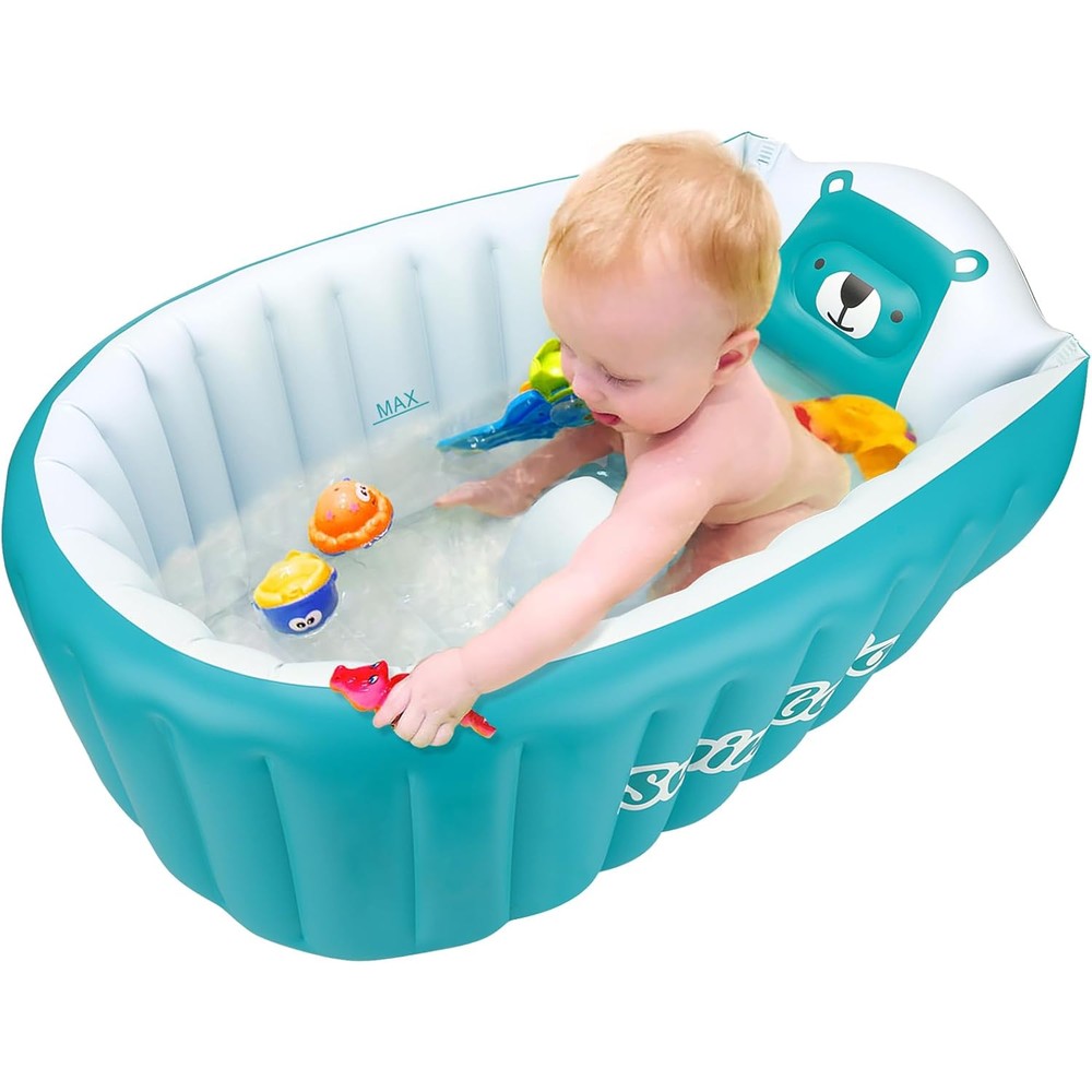 Shxkuan Inflatable Toddler Bathing Tub front view blue