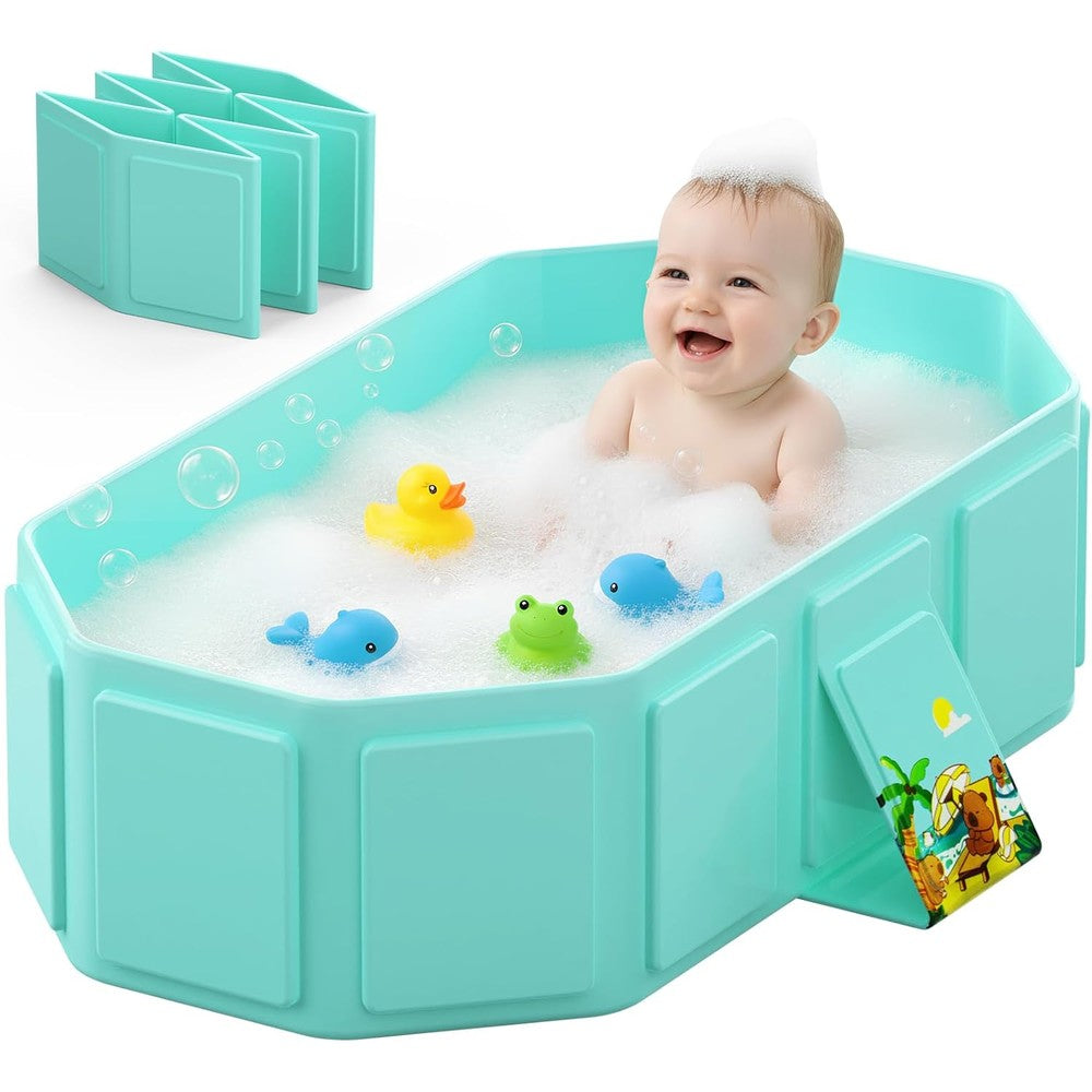 Jollcma collapsible baby bathtub green front view