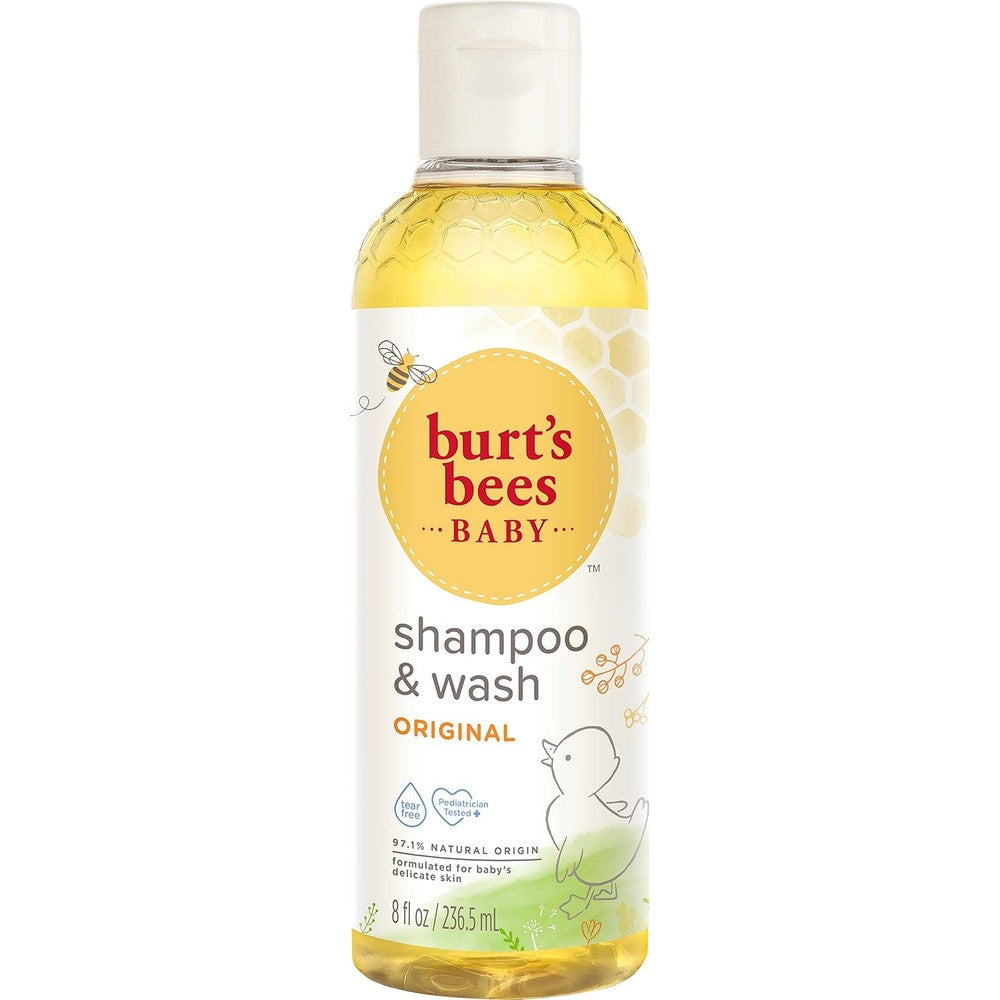 Burt's Bees Baby Bee No Tear Shampoo And Body Wash 8 Ounce front view bottle for natural baby care