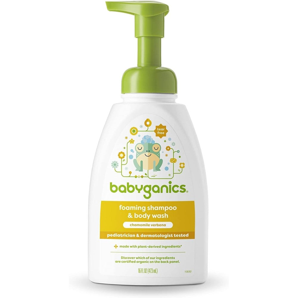 Babyganics Baby Shampoo and Body Wash 16 Ounce front view pump bottle