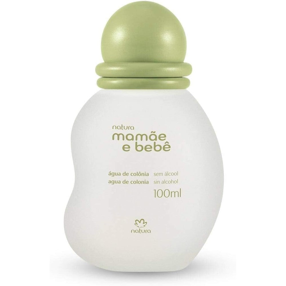 Natura Mamae e Bebe Mom and Baby Cologne front view of white ergonomic bottle with light green cap