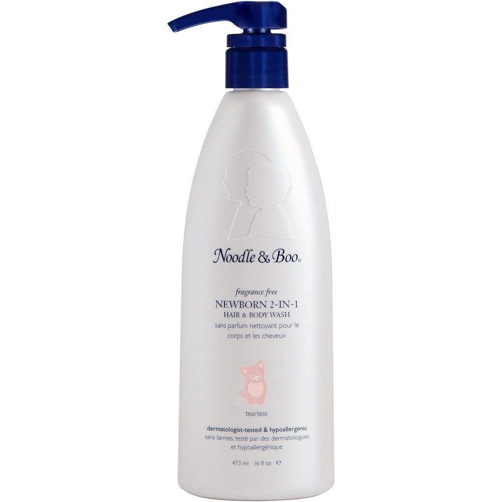 Noodle and Boo Fragrance Free Newborn 2-in-1 Hair and Body Wash 16 ounce front view baby eczema care shampoo