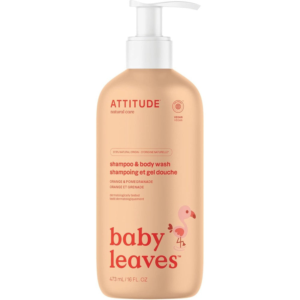 ATTITUDE Baby Leaves 2-in-1 Shampoo and Body Wash front view bottle