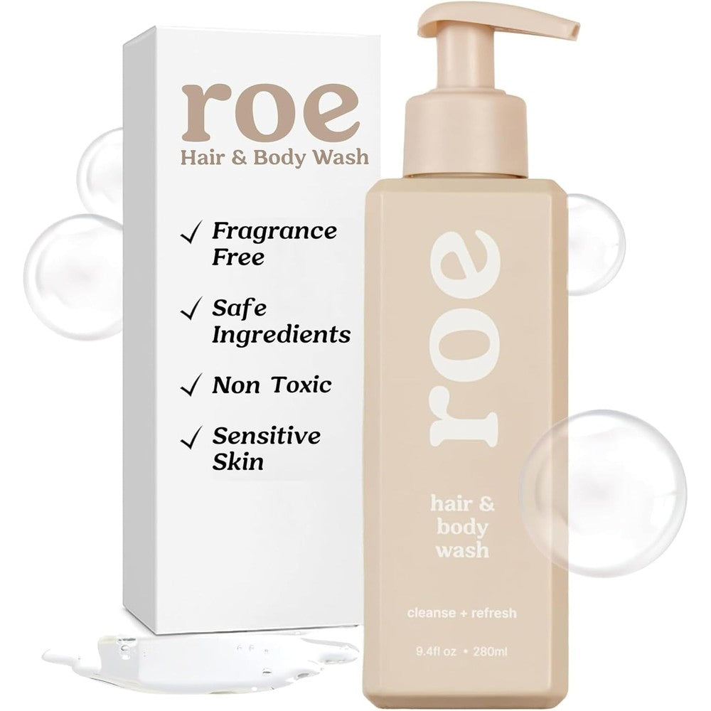 Roe Wellness Toddler and Baby Hair and Body Wash pump bottle front view