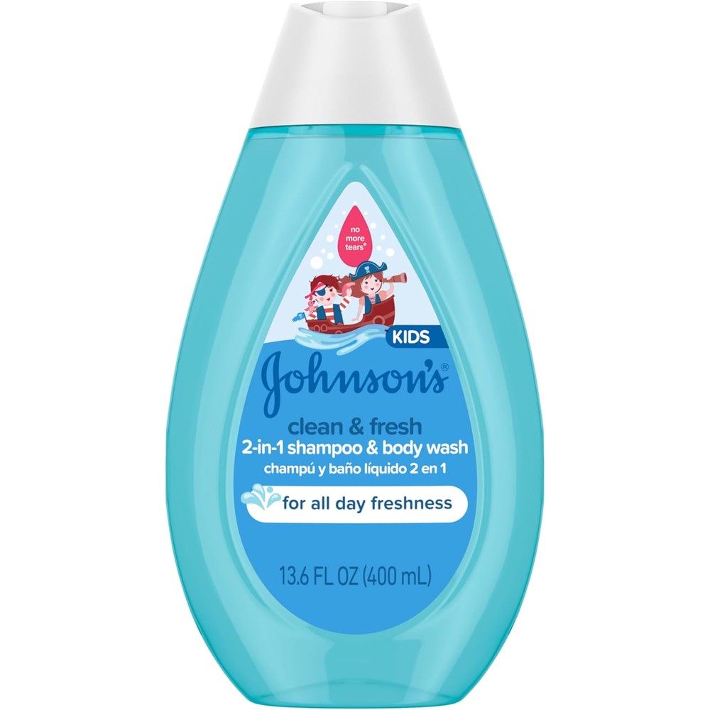 Johnson's Baby Clean and Fresh Children's Shampoo and Body Wash front view tear free formula