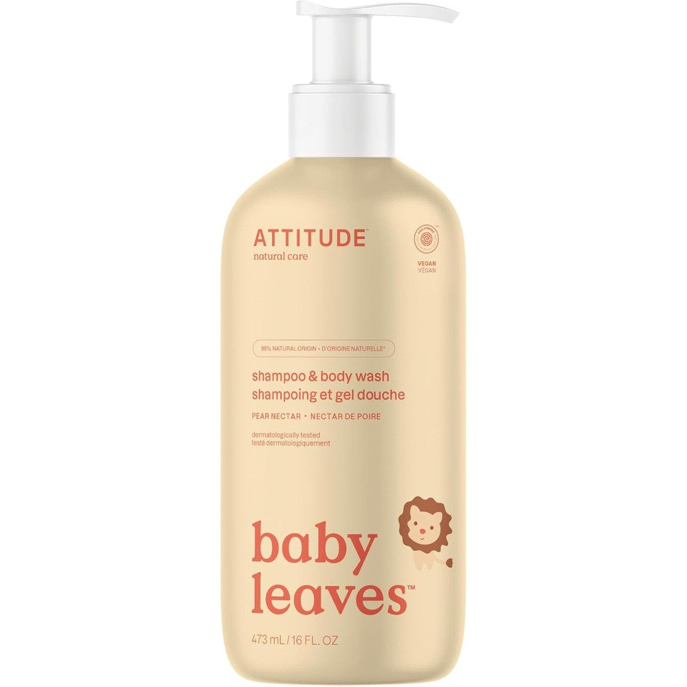 ATTITUDE Baby 2 in 1 Shampoo and Body Wash front view bottle for sensitive skin