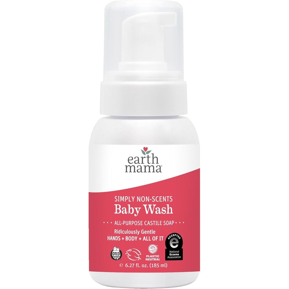 Earth Mama Simply Non Scents Foaming Hand Soap And Pure Castile Germ Fighting Baby Body Wash Fragrance Free 5.3 Fluid Ounce