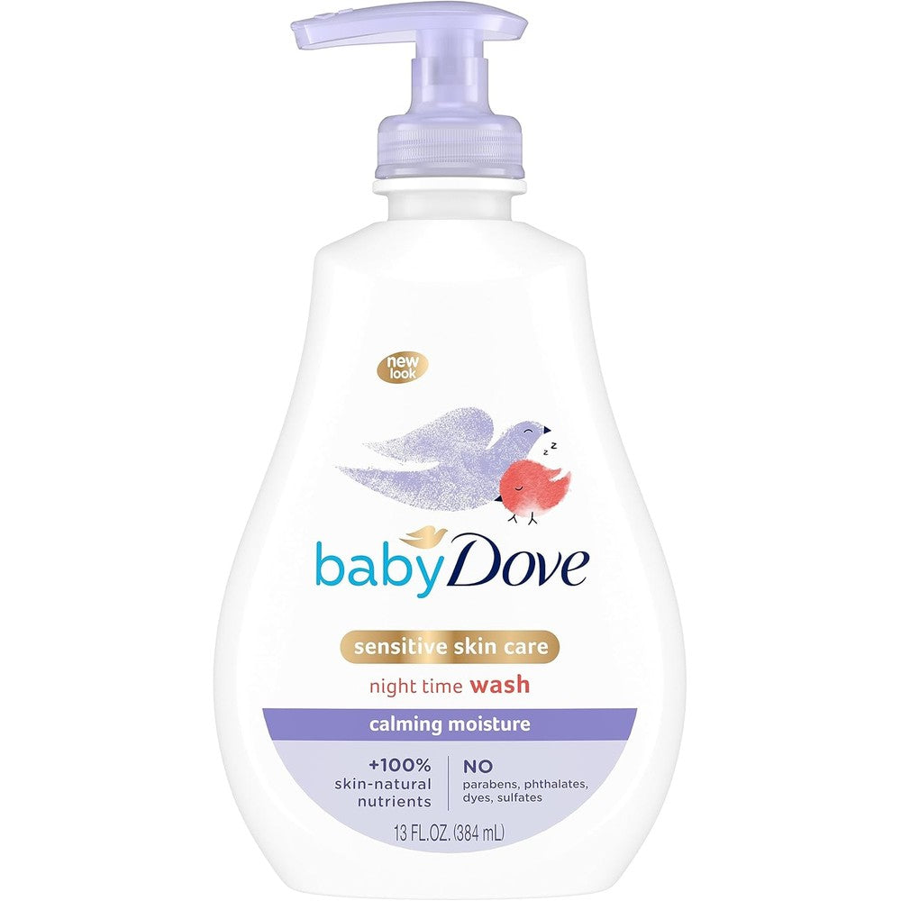 Baby Dove Sensitive Skin Care Calming Moisture Baby Wash front bottle view.