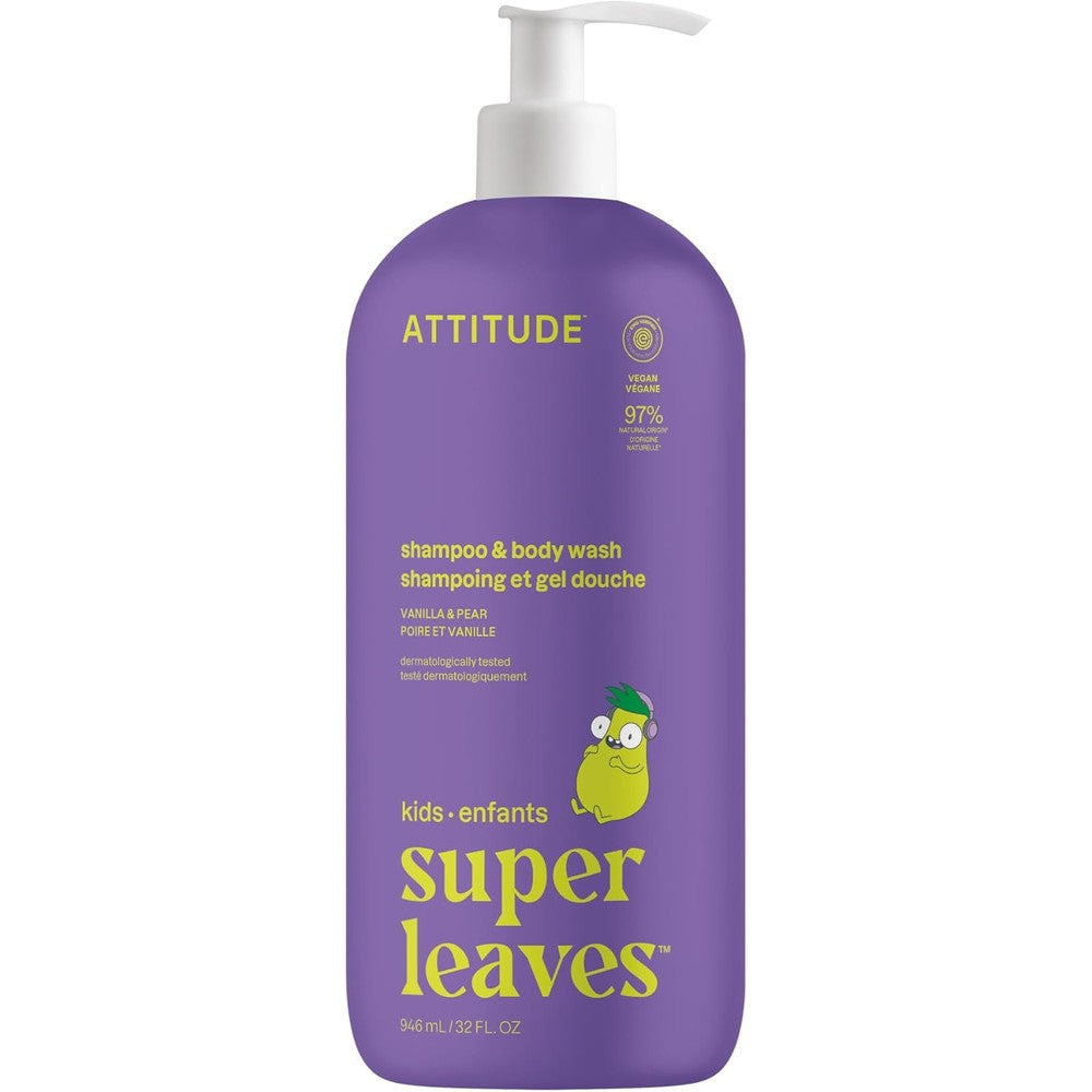 ATTITUDE Kids 2 in 1 Shampoo and Body Wash front view bottle