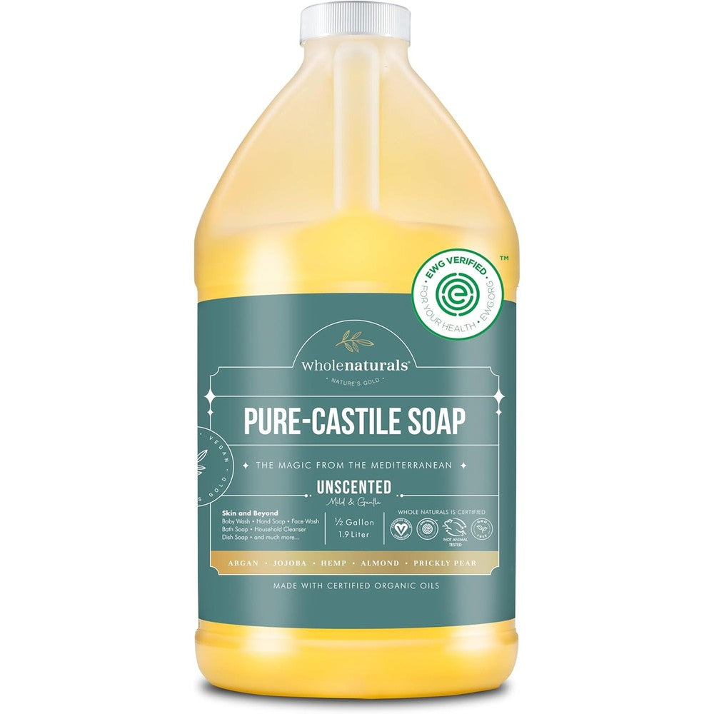 Whole Naturals Pure Castile Soap Liquid front view half gallon bottle