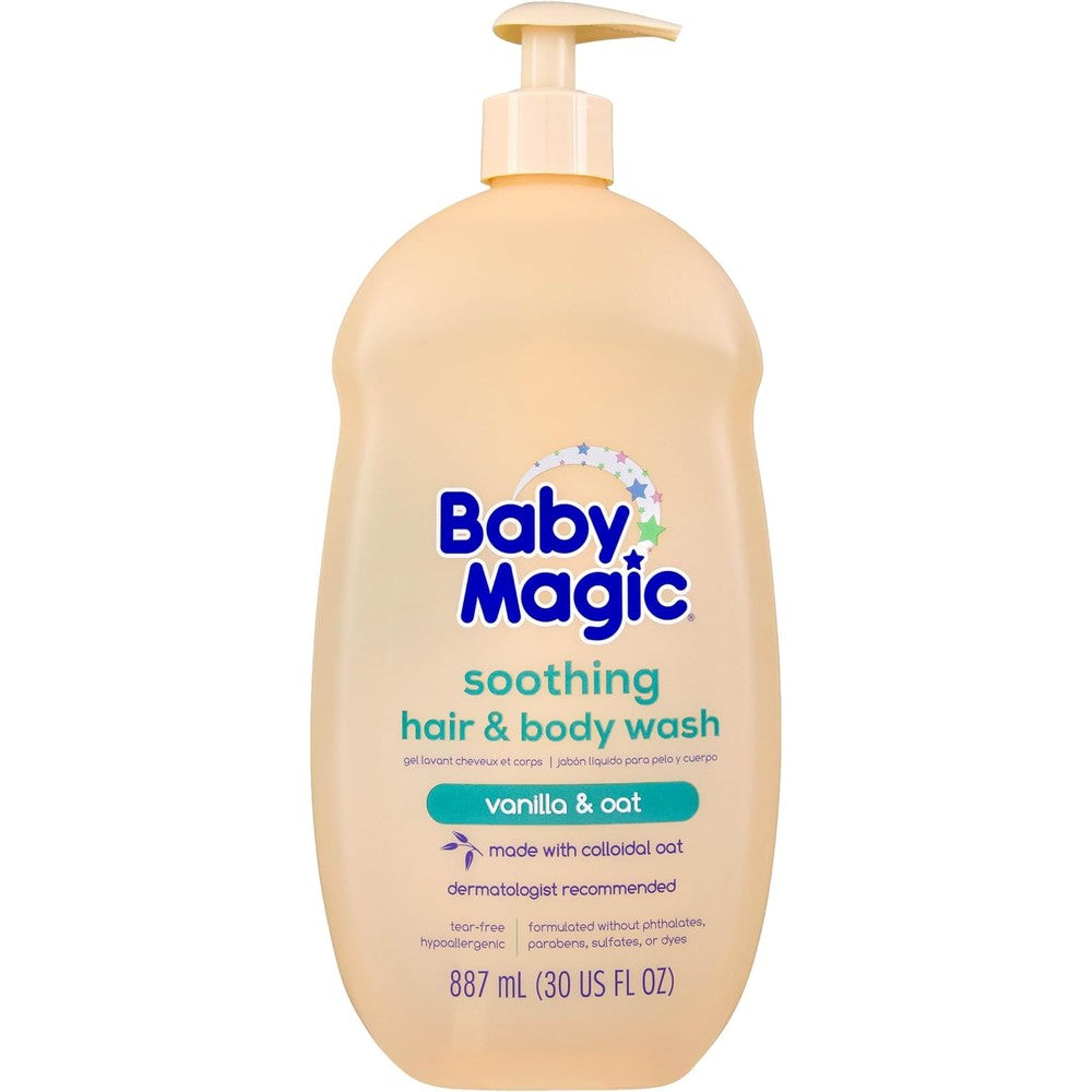 Baby Magic Soothing Hair and Body Wash Vanilla and Oat front view bottle for sensitive skin care