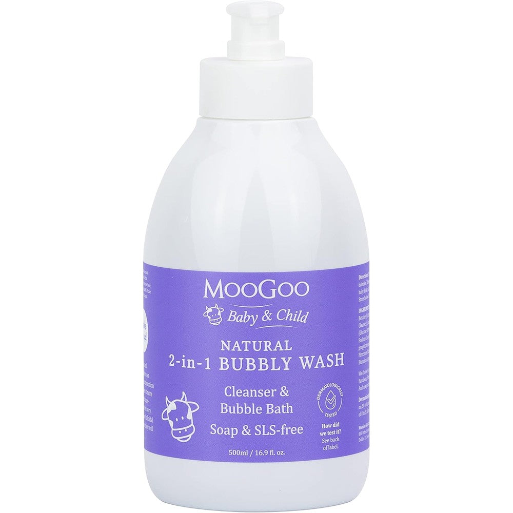 MooGoo 2-in-1 Bubbly Wash front view 500ml pump bottle